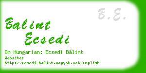 balint ecsedi business card